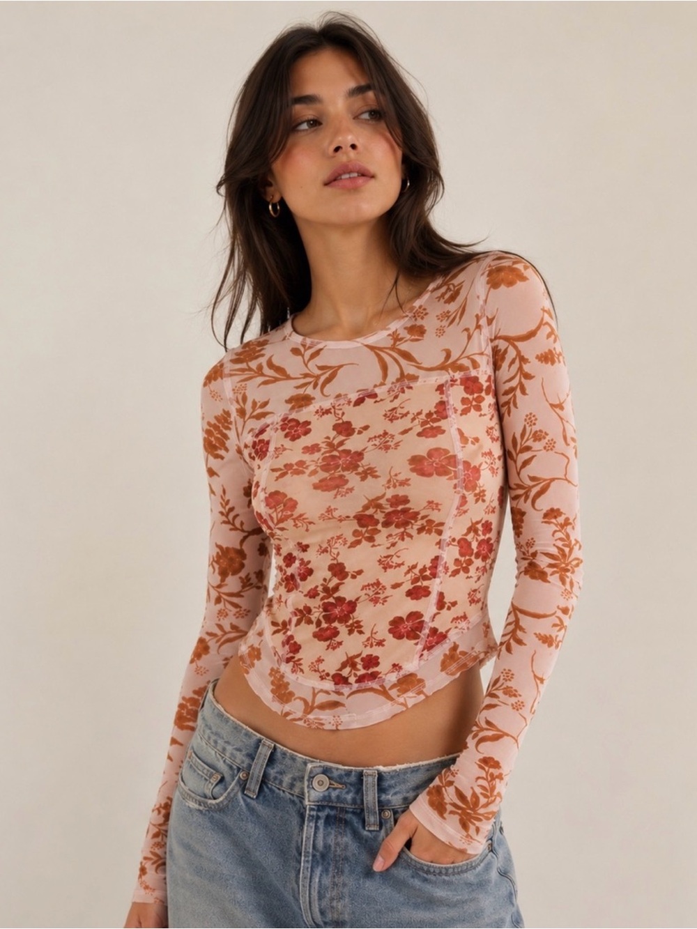 NWT Free People Mesh Bettys Garden Top